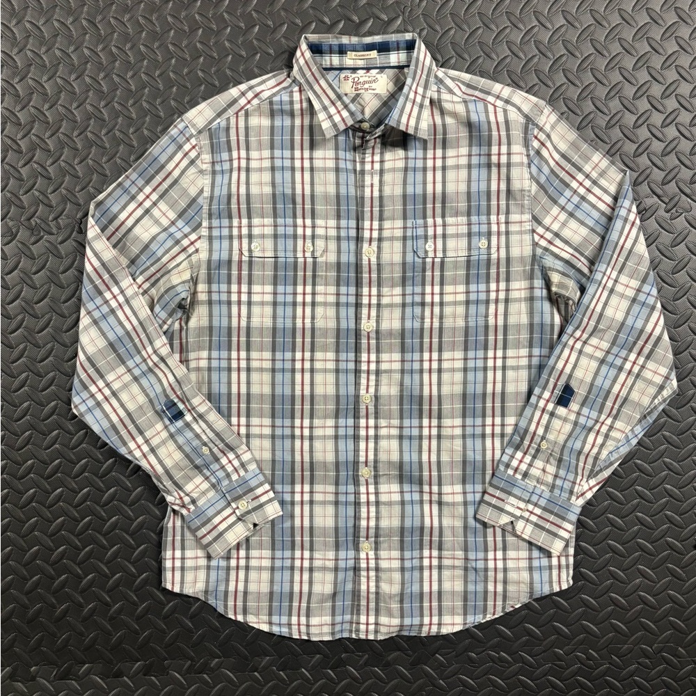 Original Penguin Plaid Button Down Shirt Men’s Classic Fit Long Sleeve - Picture 2 of 12
